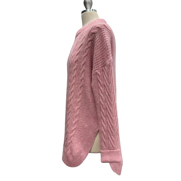 J Crew Cable Knit Tunic Sweater Cashmere Mohair Womens Size S Pink Oversized - Picture 5 of 14